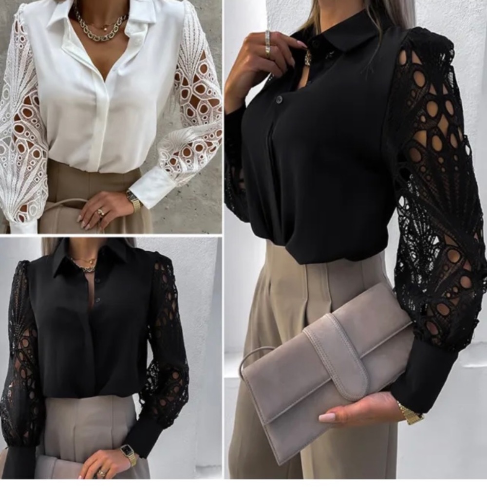 Last Call ‼️ Ladies Lace Long Sleeve Blouse,Office Work Shirt. - Picture 3 of 8